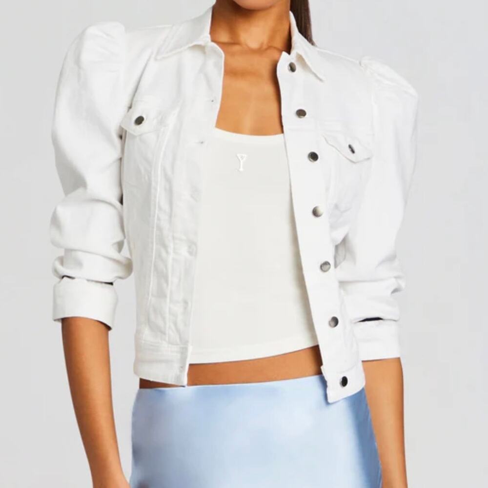 Retrofete Women's Ada Puff Sleeve Denim Jacket XS White Coastal Cowgirl